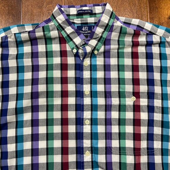 Van Heusen 417 Vintage 90s Multicolor Button Front Shirt Cotton Men's Size XL - Picture 2 of 8